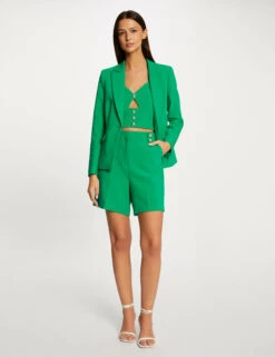 Bermuda City Droit Ă Pinces Vert Femme