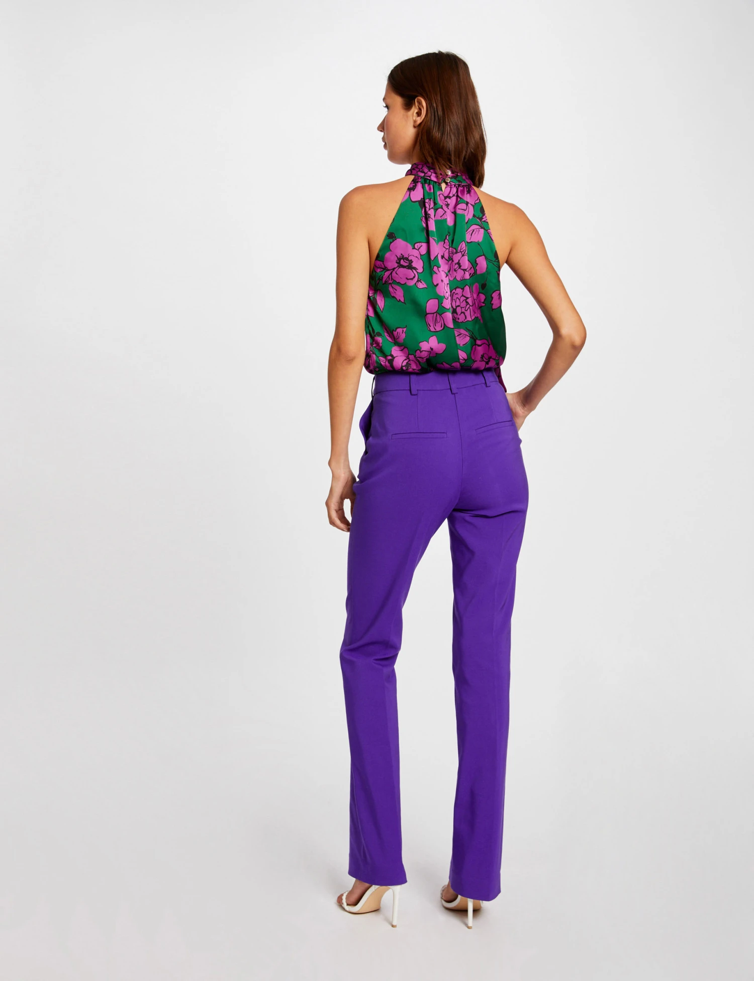 Blouse Sans Manches Imprimé Floral Violet Femme – Image 2