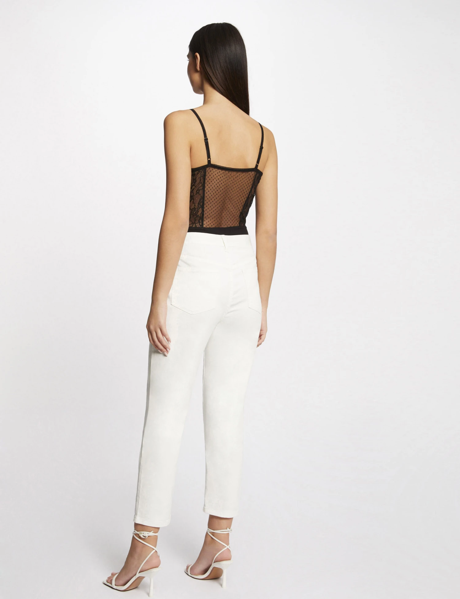 Body Bretelles Fines à Plumetis Noir Femme – Image 2