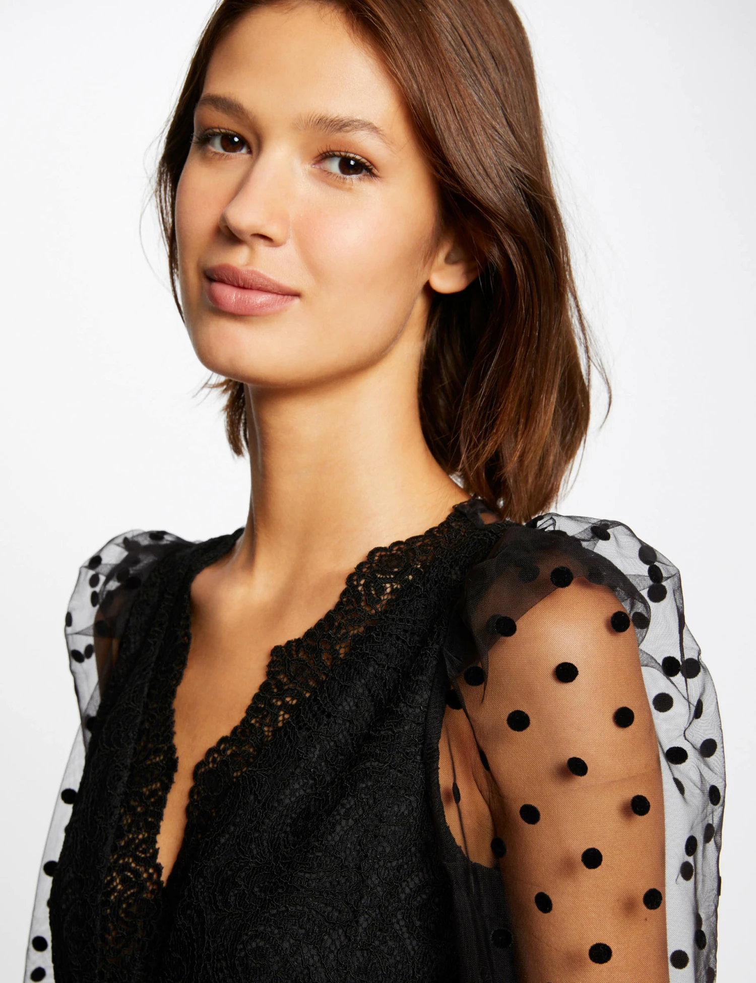 Body Manches Longues à Dentelle Noir Femme – Image 5