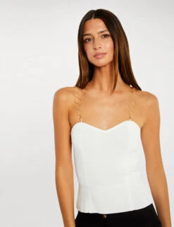 Bustier Avec Bretelles Fantaisie Ecru Femme