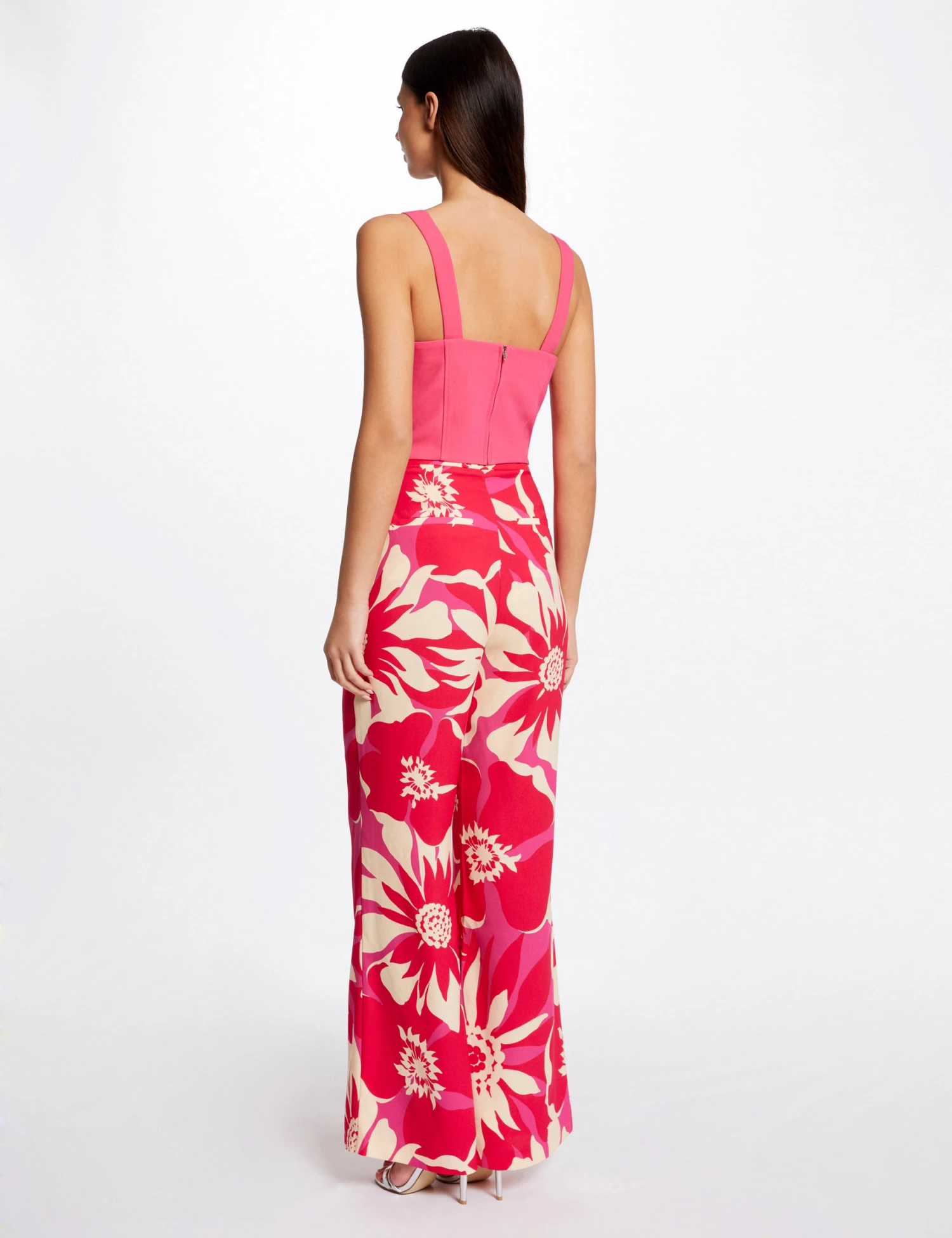 Bustier Crop Top Zippé Rose Moyen Femme – Image 2