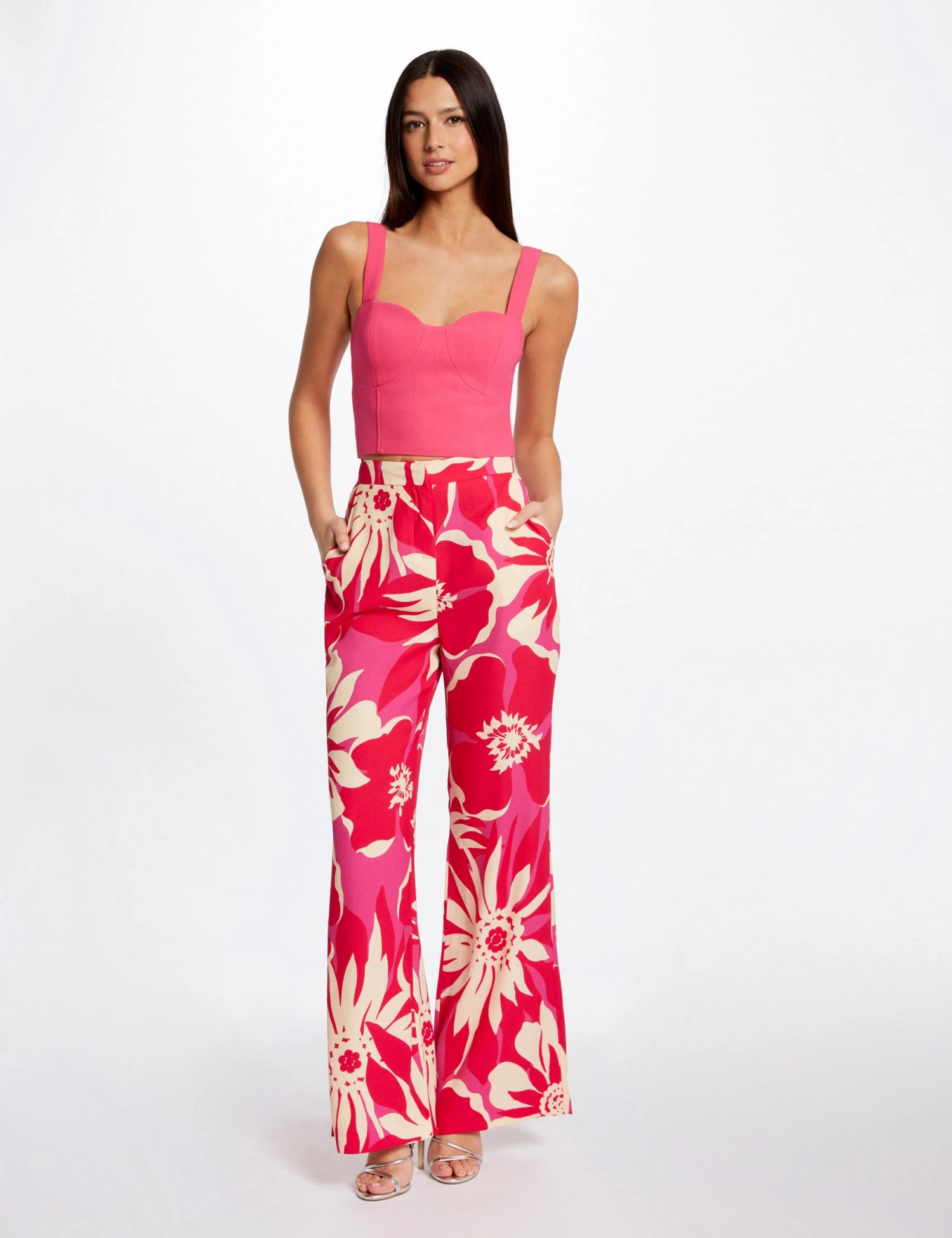 Bustier Crop Top Zippé Rose Moyen Femme – Image 3