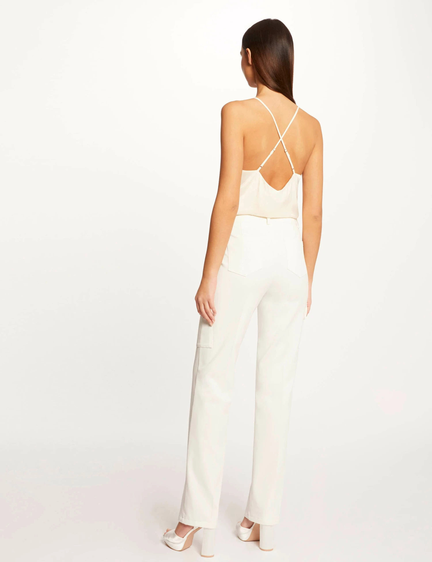 Caraco Bretelles Fines Avec Fronces Ecru Moyen Femme – Image 2