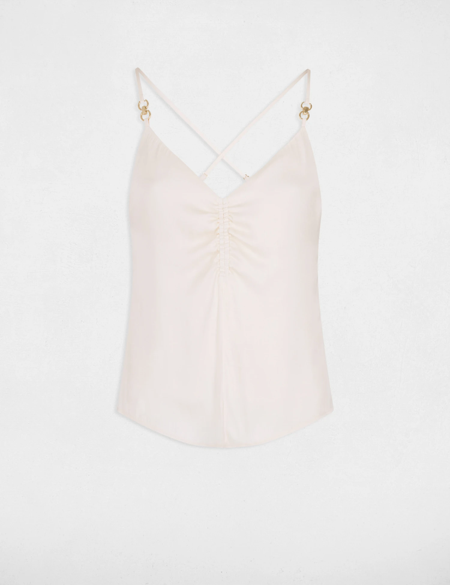 Caraco Bretelles Fines Avec Fronces Ecru Moyen Femme – Image 5