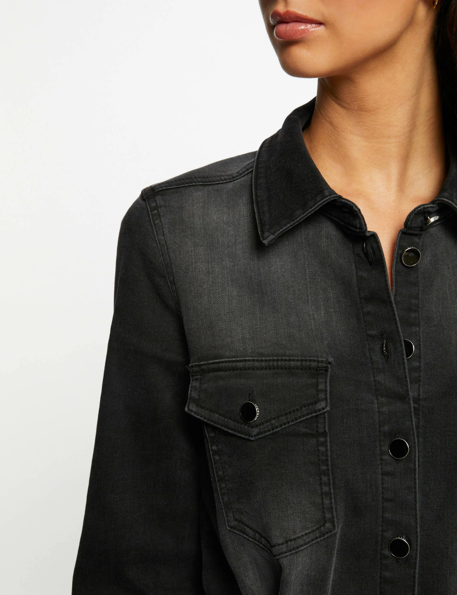 Combinaison Ajustée Ceinturée En Jean Gris Anthracite Femme – Image 5