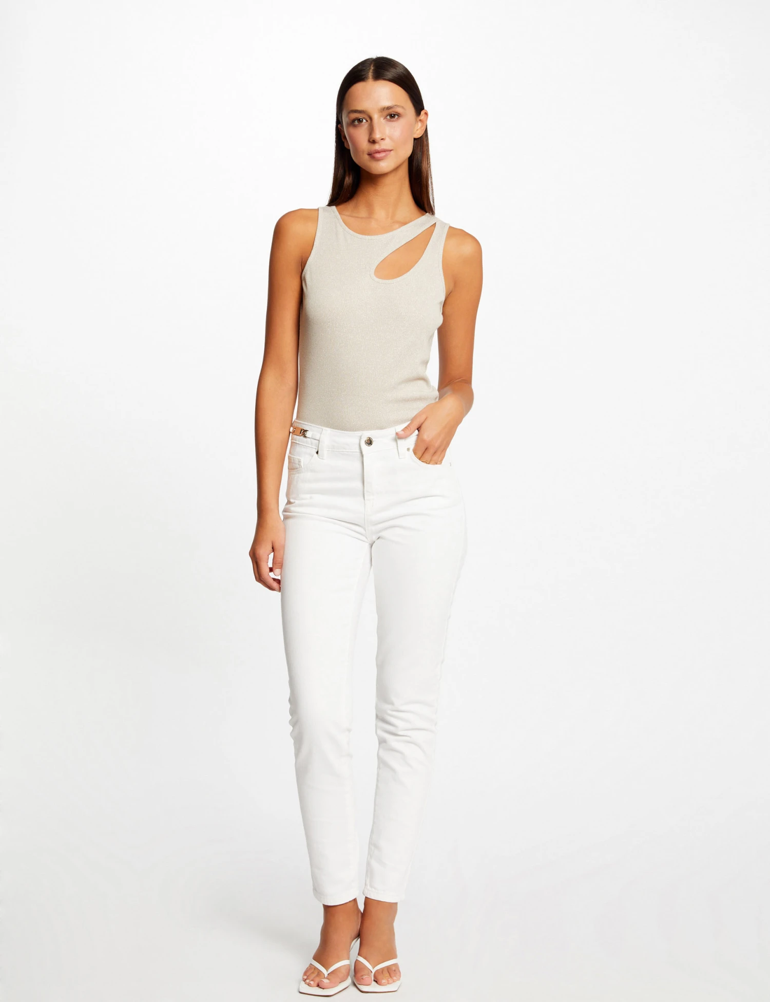 Débardeur Avec Ouverture épaule Ivoire Femme – Image 3