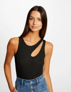 Débardeur Avec Ouverture épaule Noir Femme
