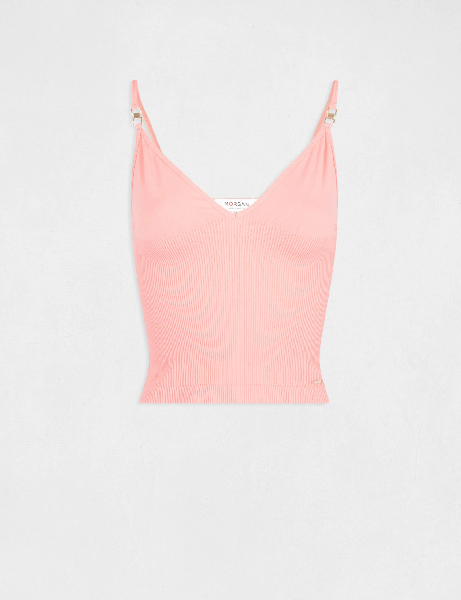 Débardeur Bretelles Fines à Col En V Corail Femme – Image 4