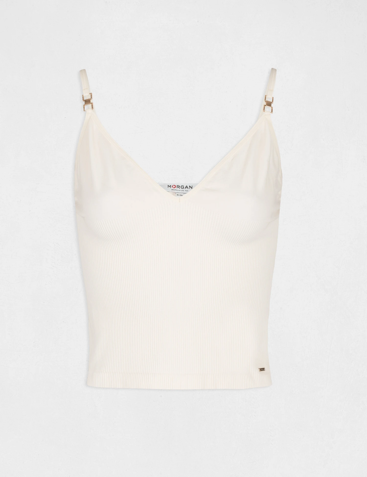 Débardeur Bretelles Fines à Col En V Ivoire Femme – Image 4