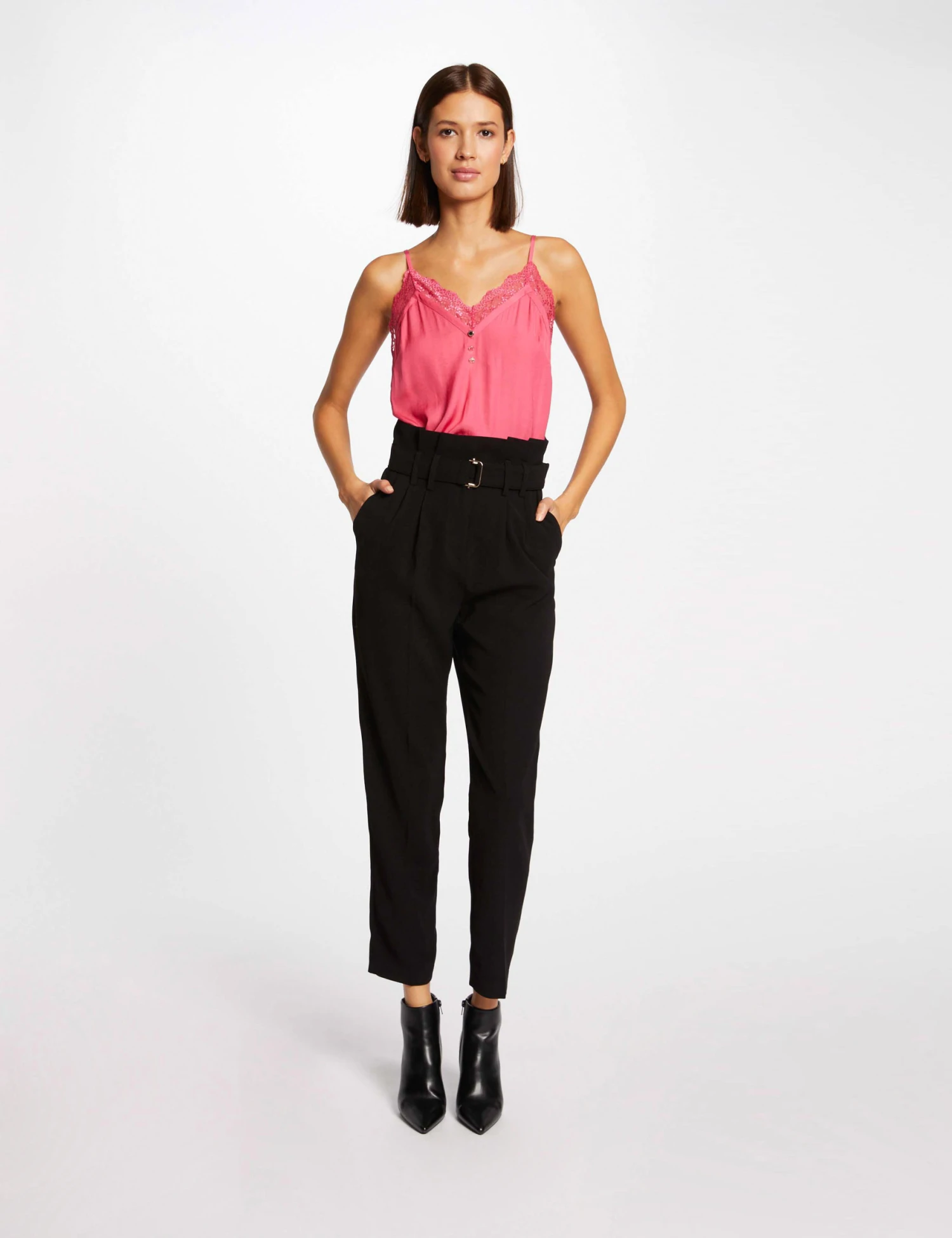 Débardeur Bretelles Fines Avec Boutons Fuchsia Femme – Image 3