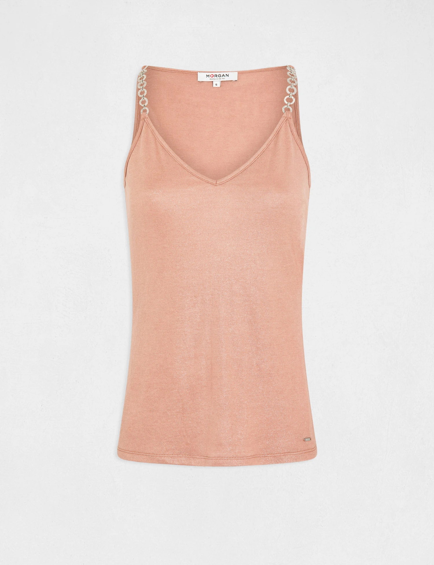 Débardeur Bretelles Fines Avec Chaînes Rose Moyen Femme – Image 4