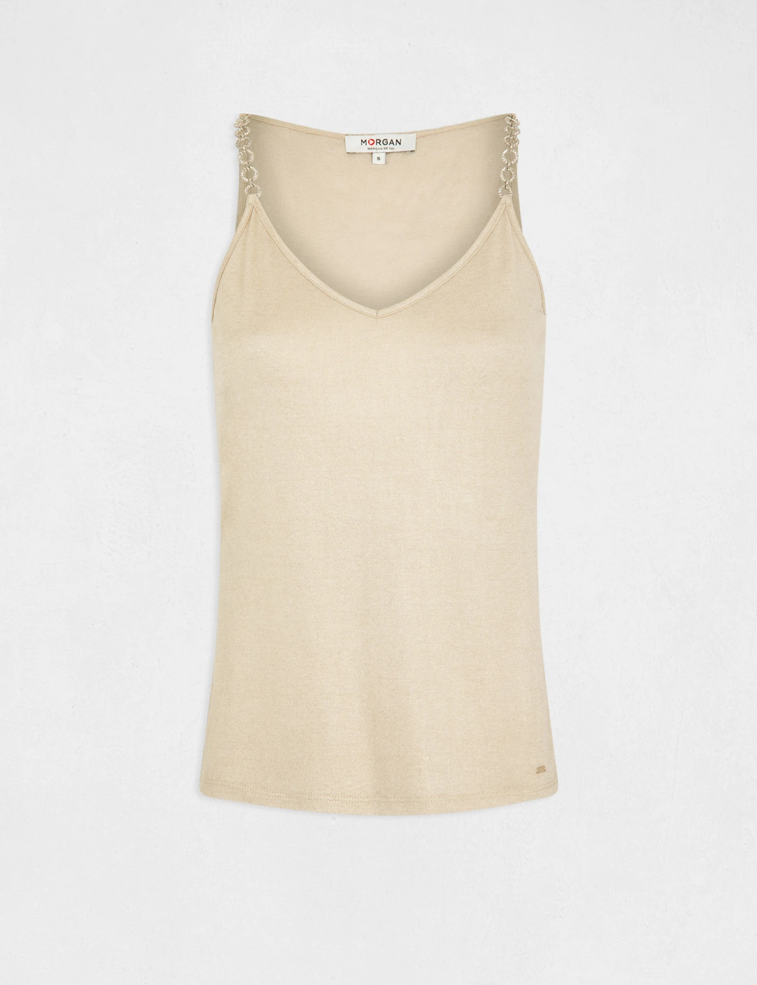 Débardeur Bretelles Fines Avec Chaînes Sable Femme – Image 4