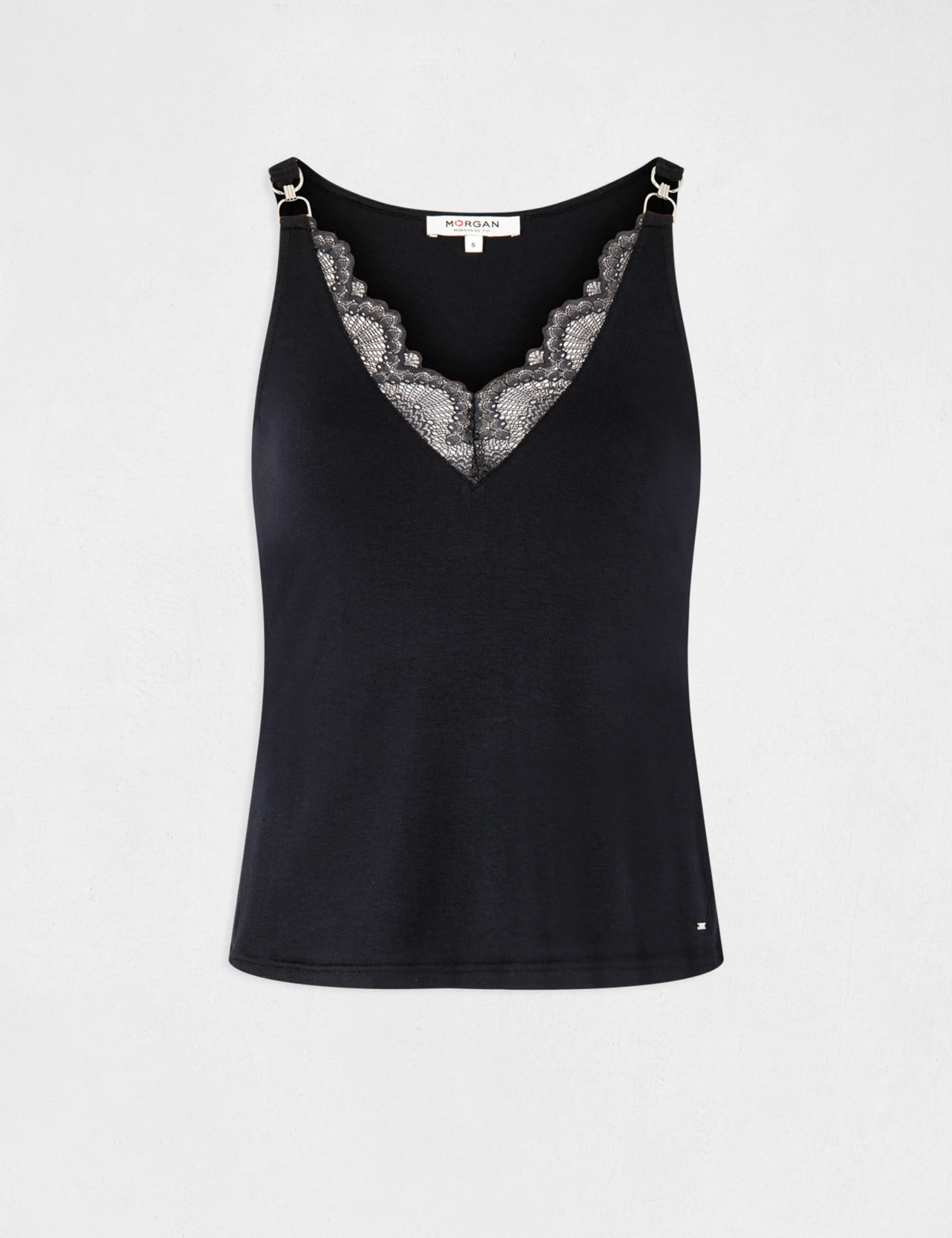 Débardeur Bretelles Fines Avec Dentelle Marine Femme – Image 4