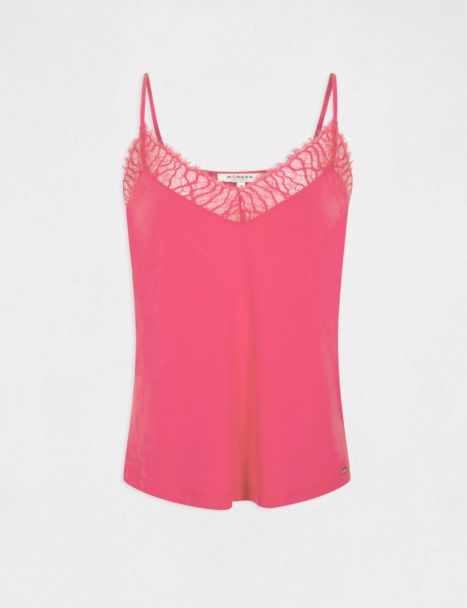 Débardeur Bretelles Fines Avec Dentelle Rose Moyen Femme – Image 4