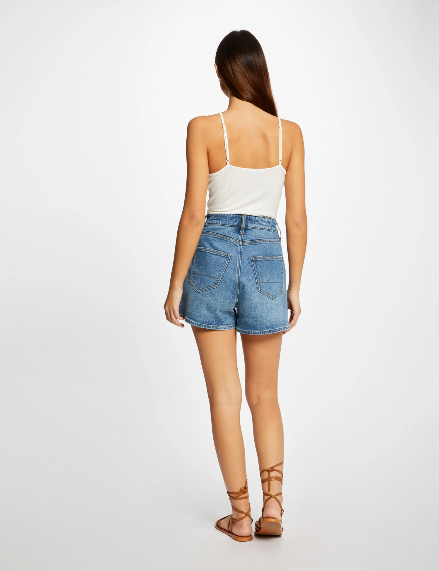 Débardeur Bretelles Fines Col En V Ecru Femme – Image 2