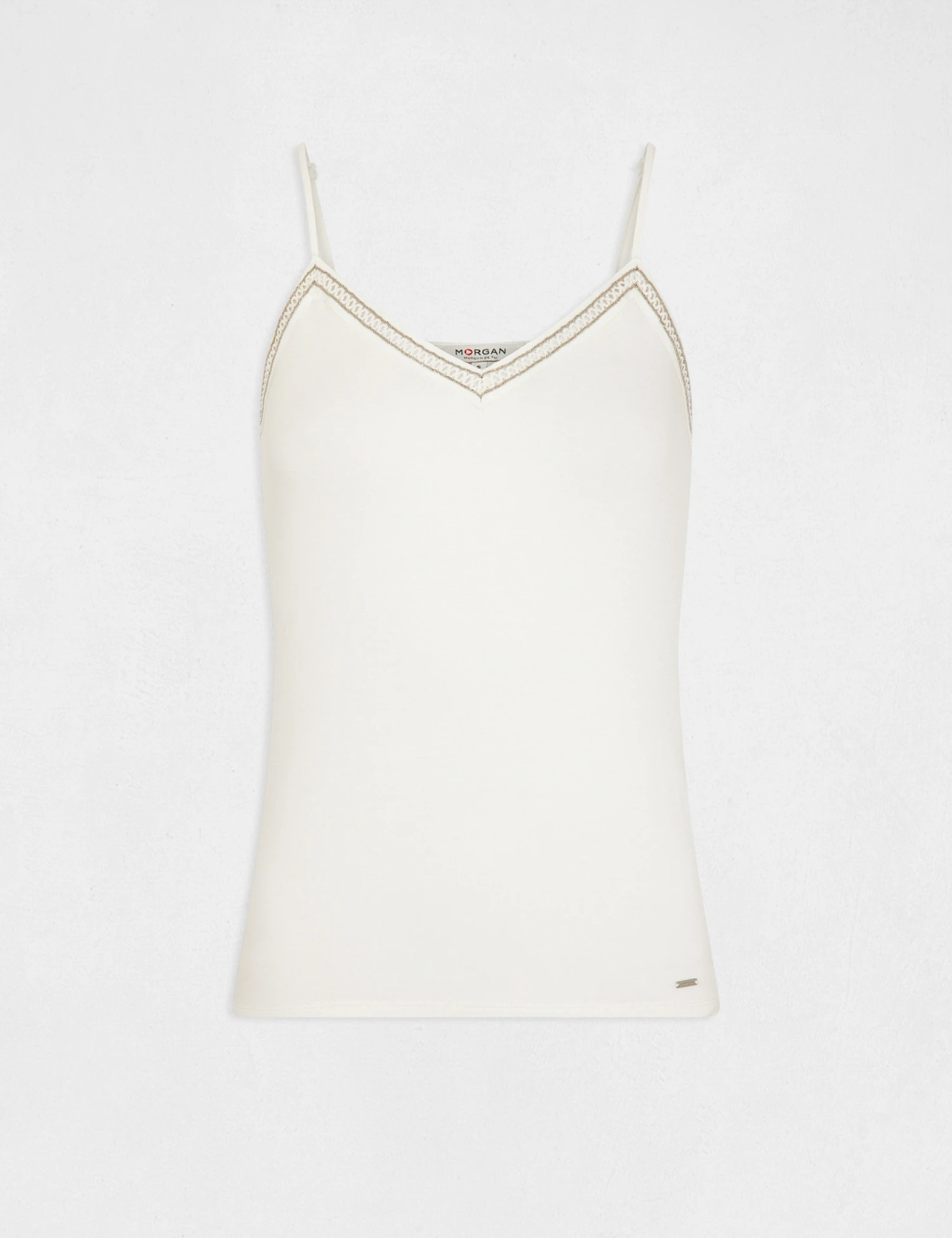 Débardeur Bretelles Fines Col En V Ecru Femme – Image 4