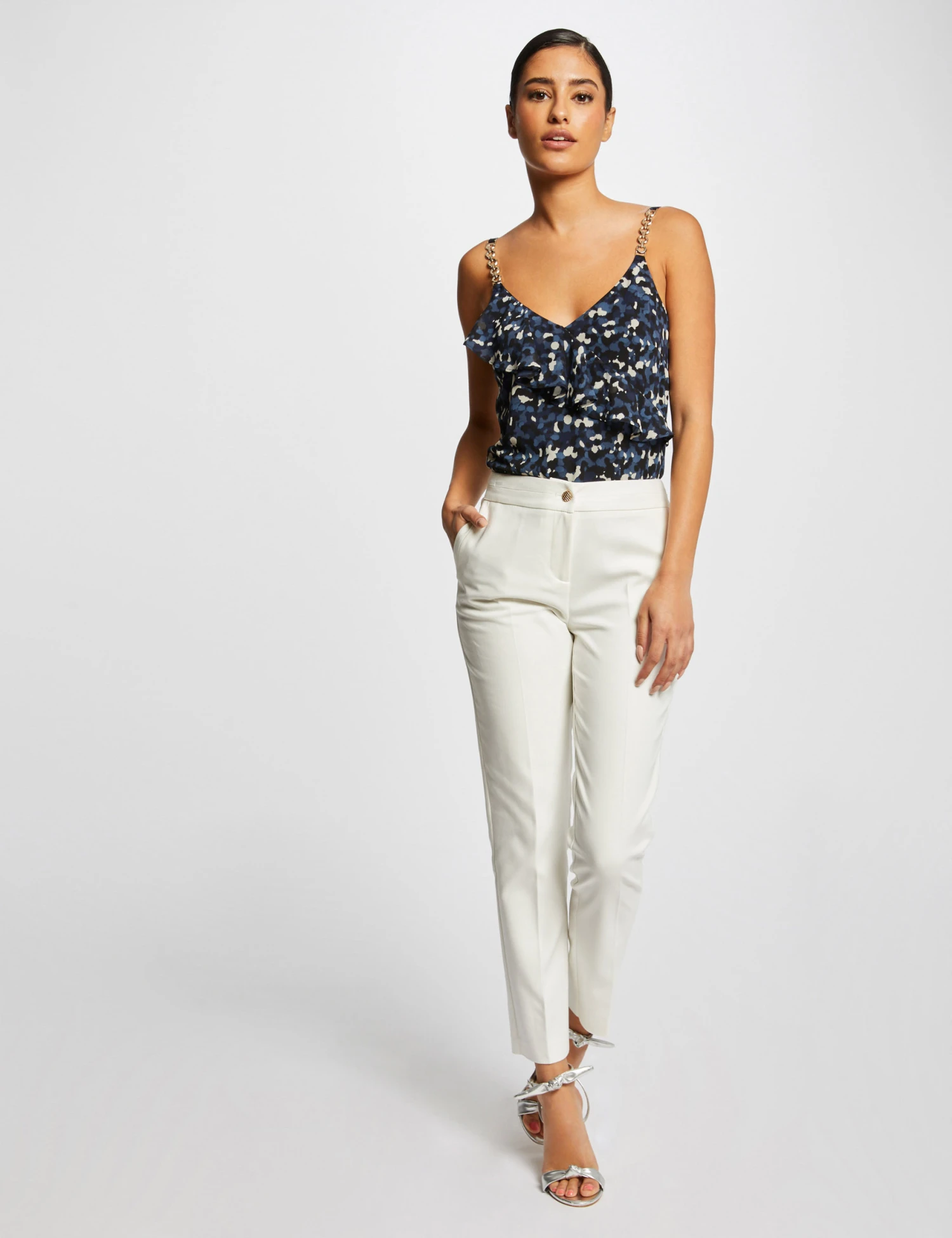 Débardeur Bretelles Fines Imprimé Bleu Femme – Image 3