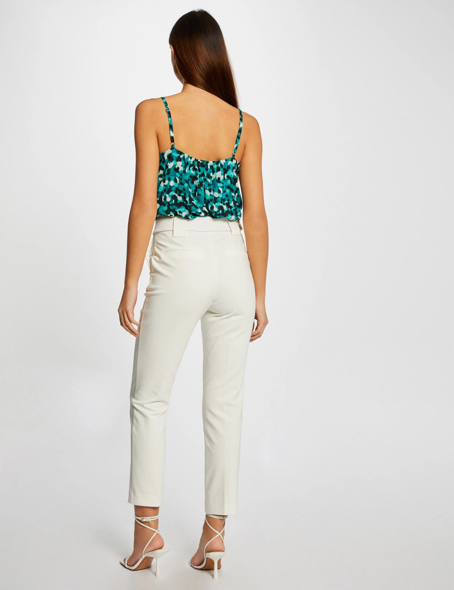 Débardeur Bretelles Fines Imprimé Vert Femme – Image 2