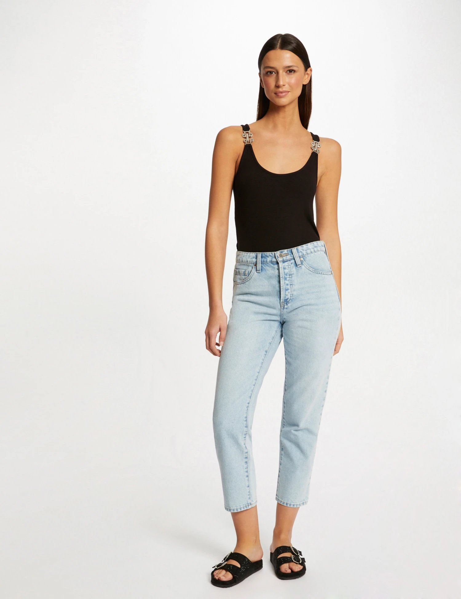 Débardeur Bretelles Larges à Ornements Noir Femme – Image 3