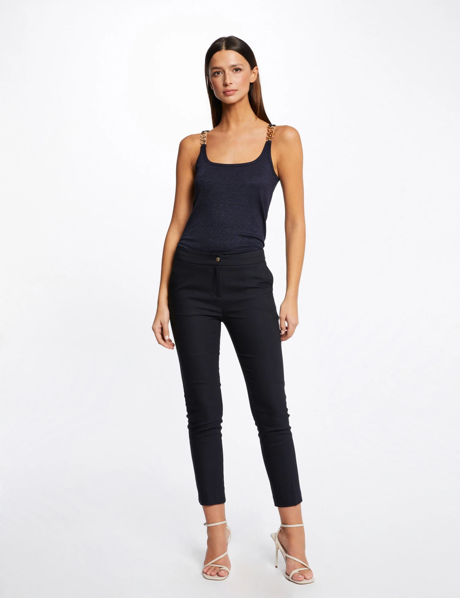 Débardeur Bretelles Larges Avec Chaînes Marine Femme – Image 3