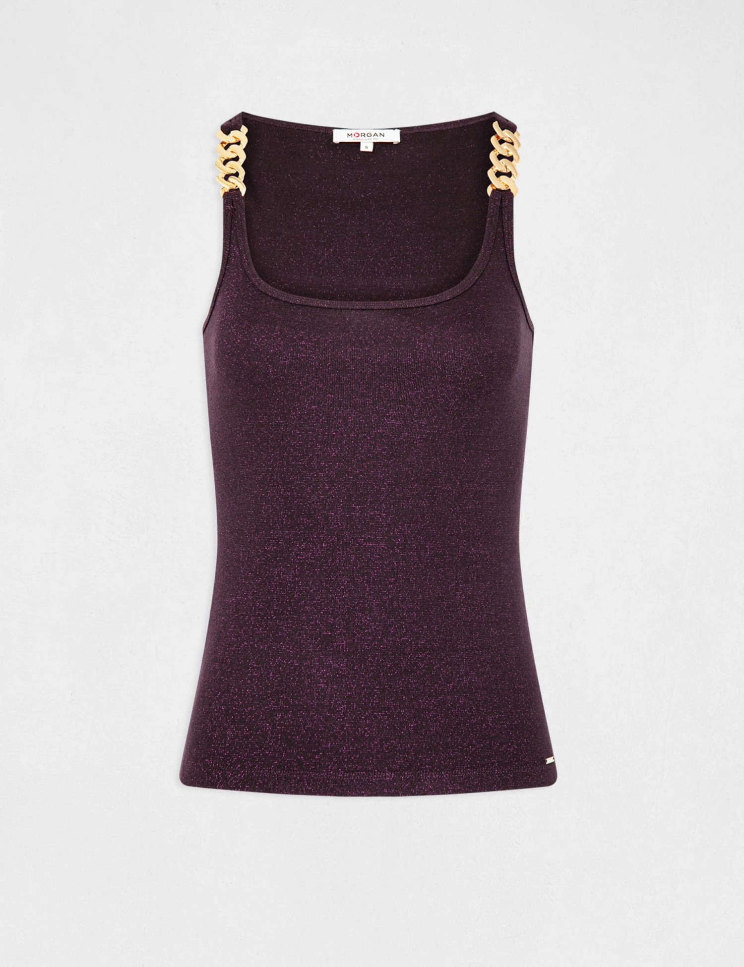 Débardeur Bretelles Larges Avec Chaînes Prune Femme – Image 4