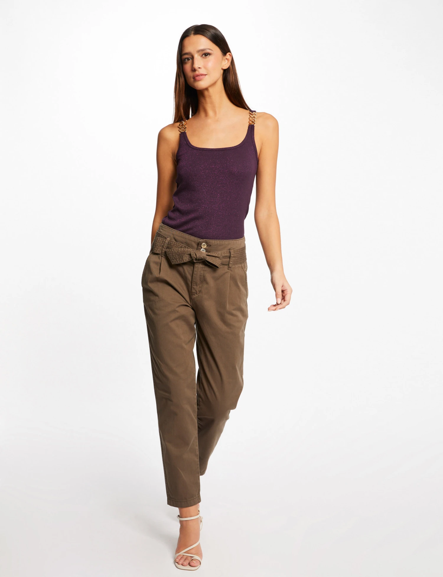 Débardeur Bretelles Larges Avec Chaînes Prune Femme – Image 3