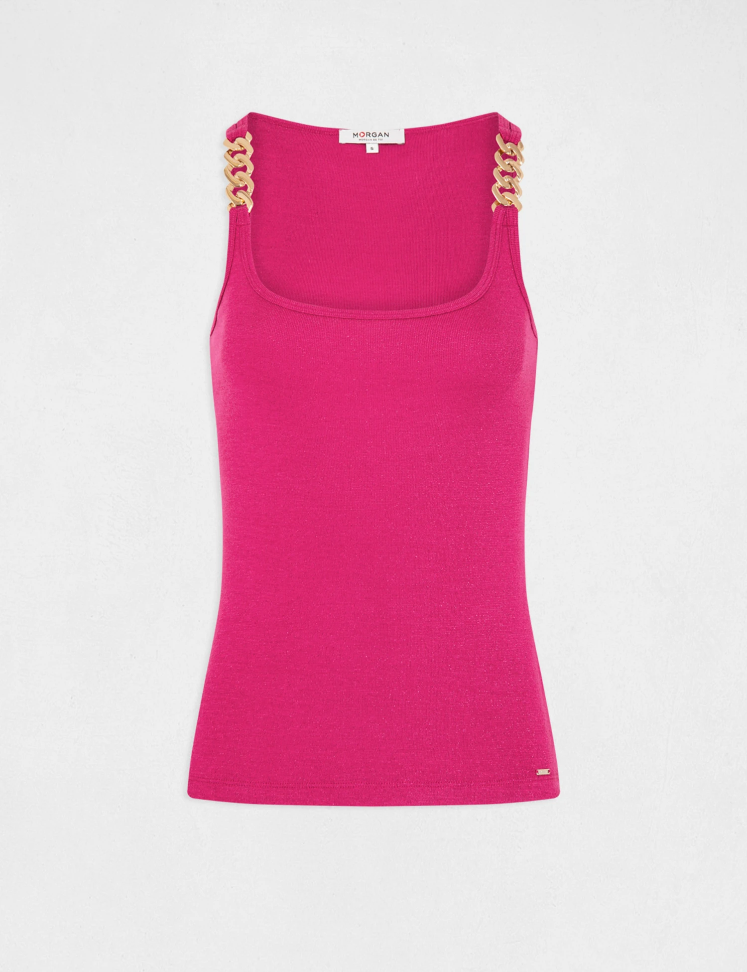 Débardeur Bretelles Larges Avec Chaînes Rose Fonce Femme – Image 4