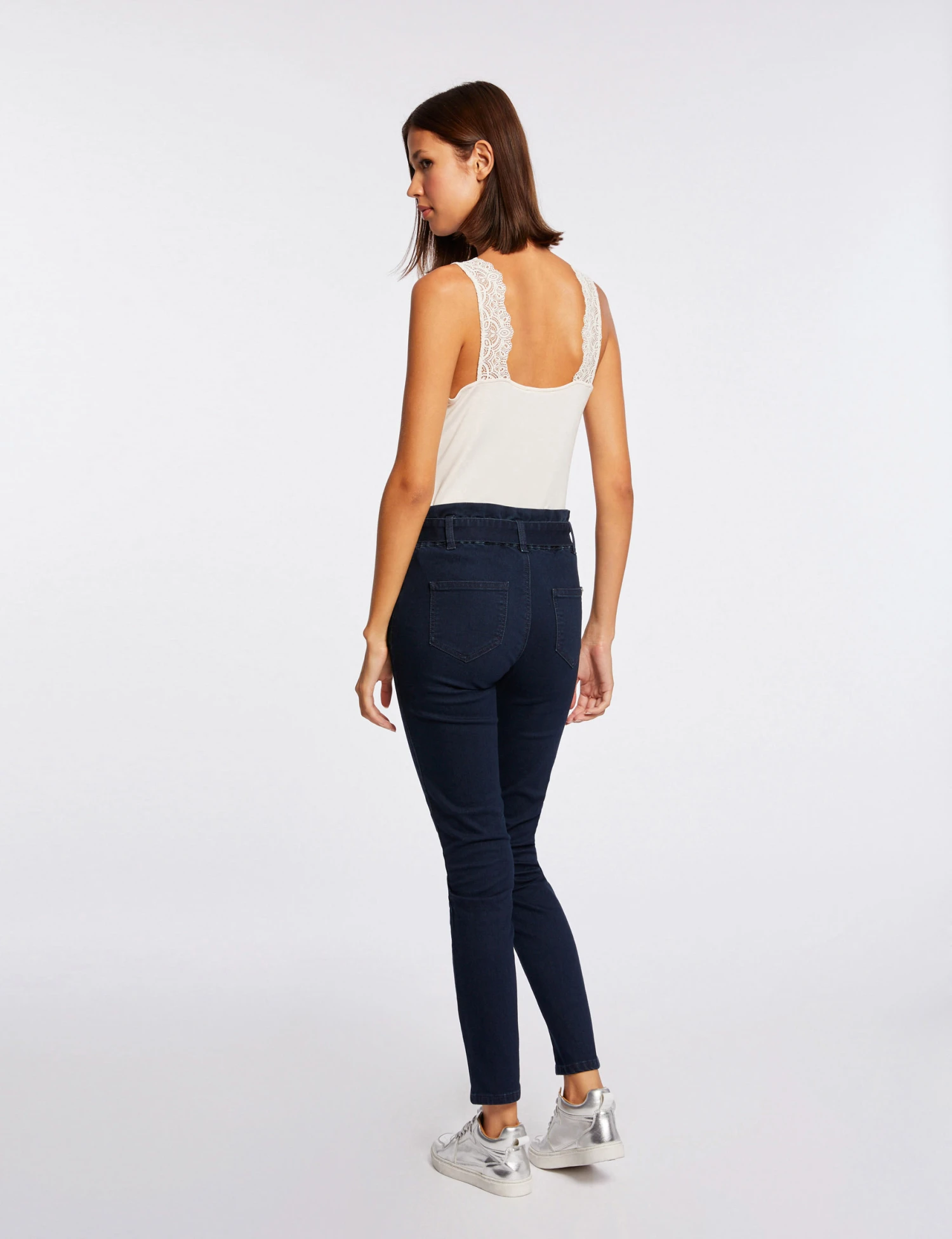 Débardeur Bretelles Larges Avec Dentelle Ivoire Femme – Image 2