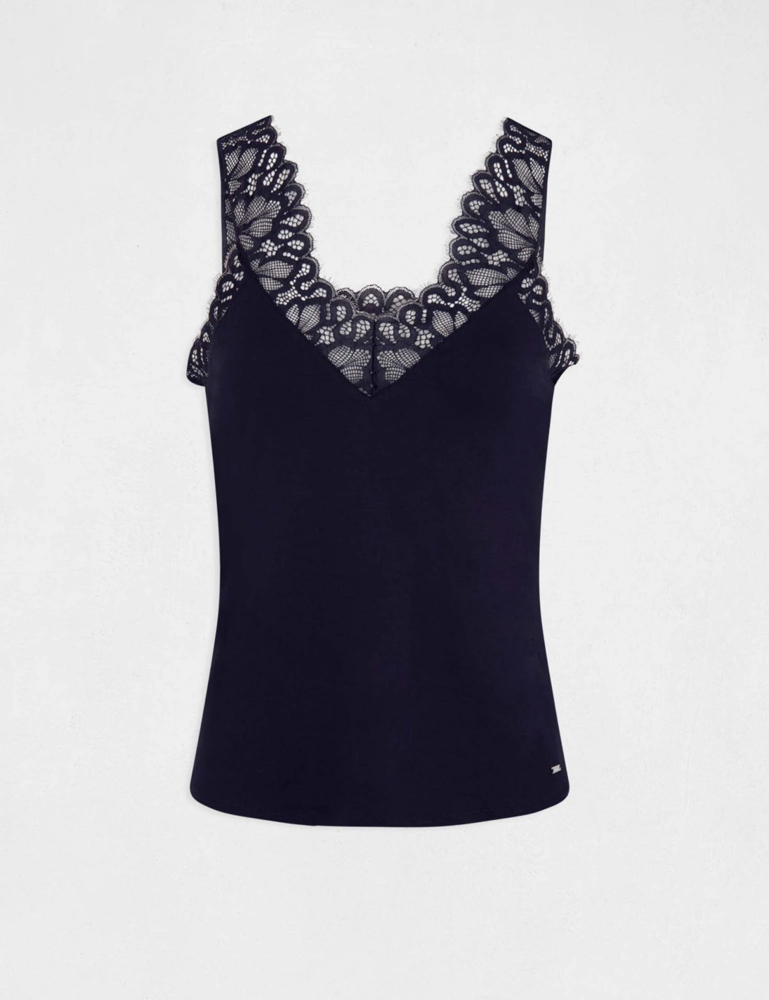 Débardeur Bretelles Larges Avec Dentelle Marine Femme – Image 4