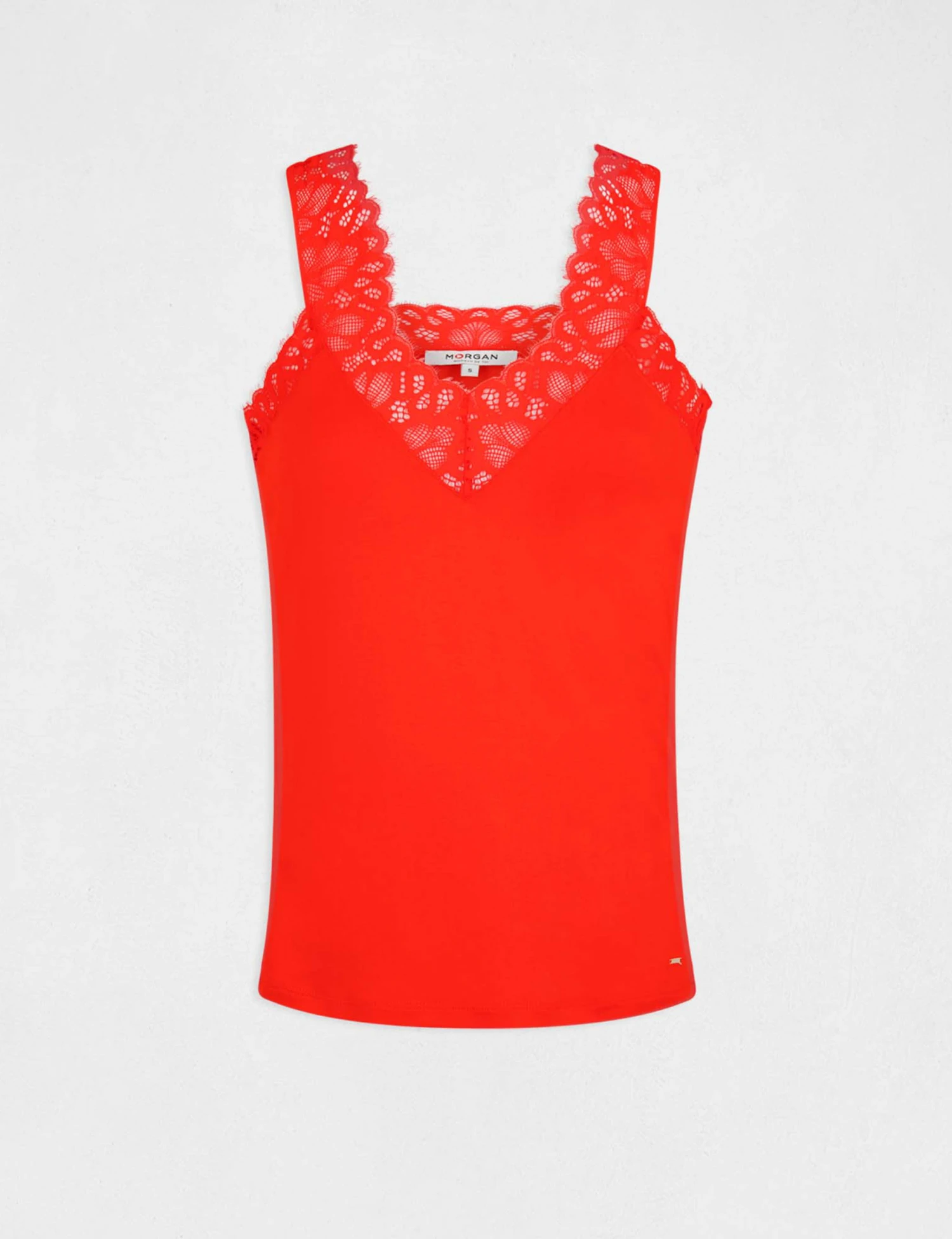 Débardeur Bretelles Larges Avec Dentelle Rouge Moyen Femme – Image 4