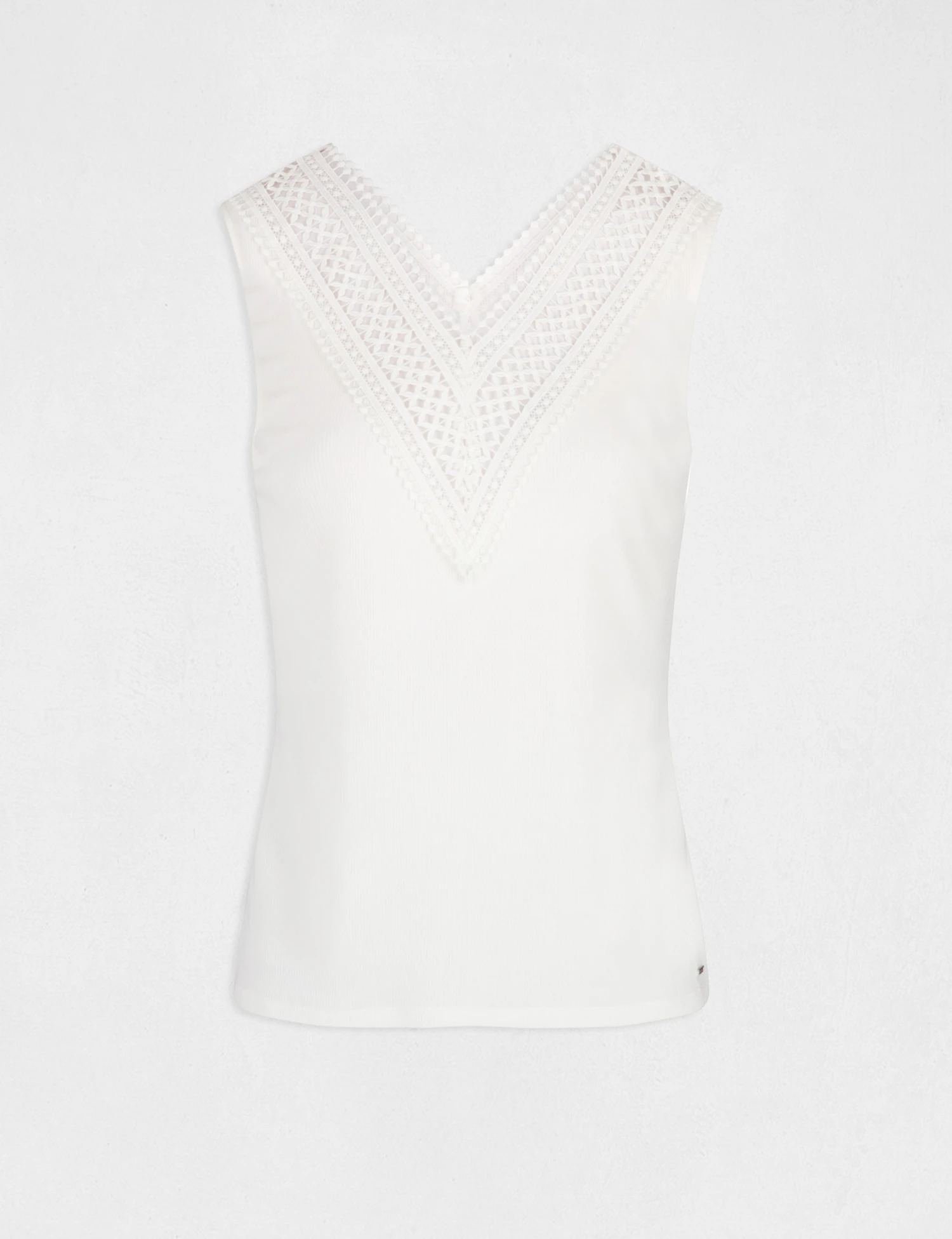 Débardeur Bretelles Larges Côtelé Ecru Femme – Image 4