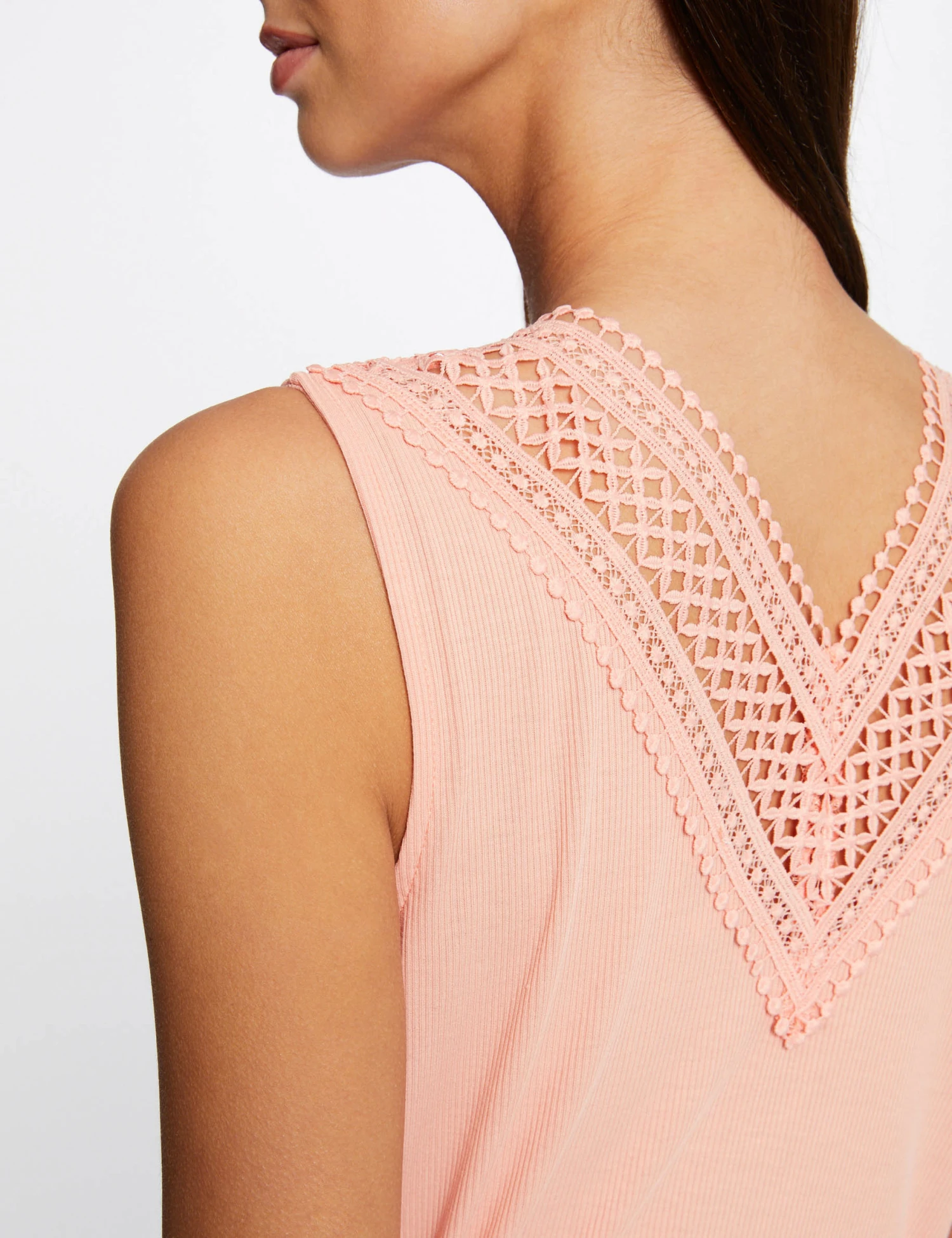 Débardeur Bretelles Larges Côtelé Rose Moyen Femme – Image 5