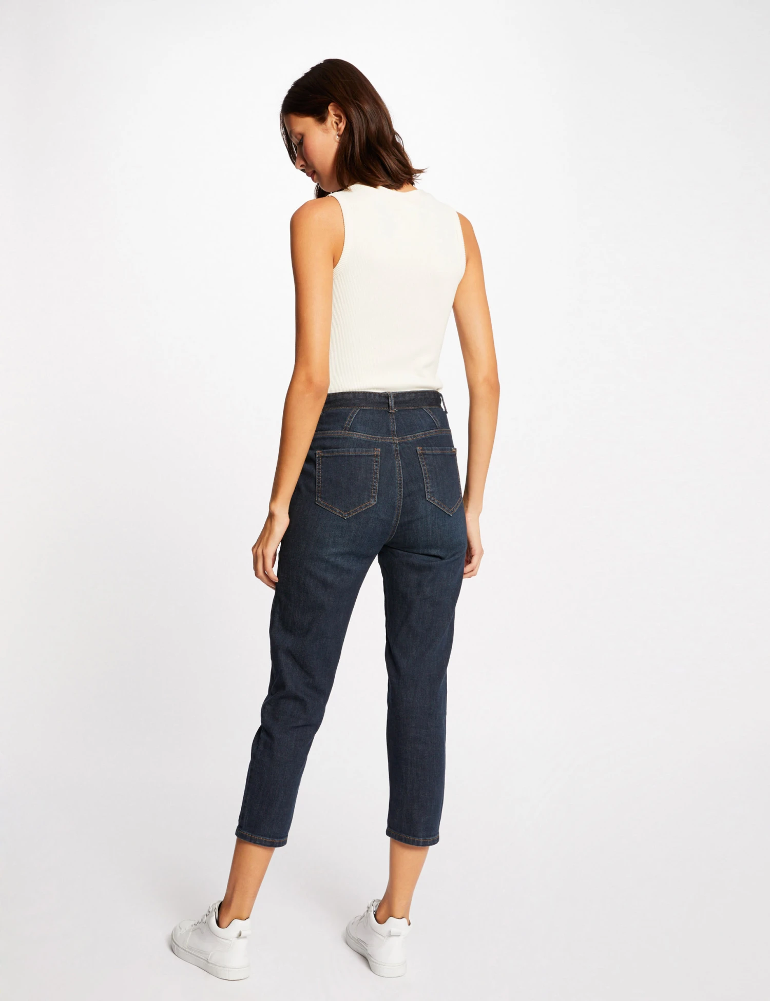 Débardeur Bretelles Larges Effet Côtelé Ivoire Femme – Image 2