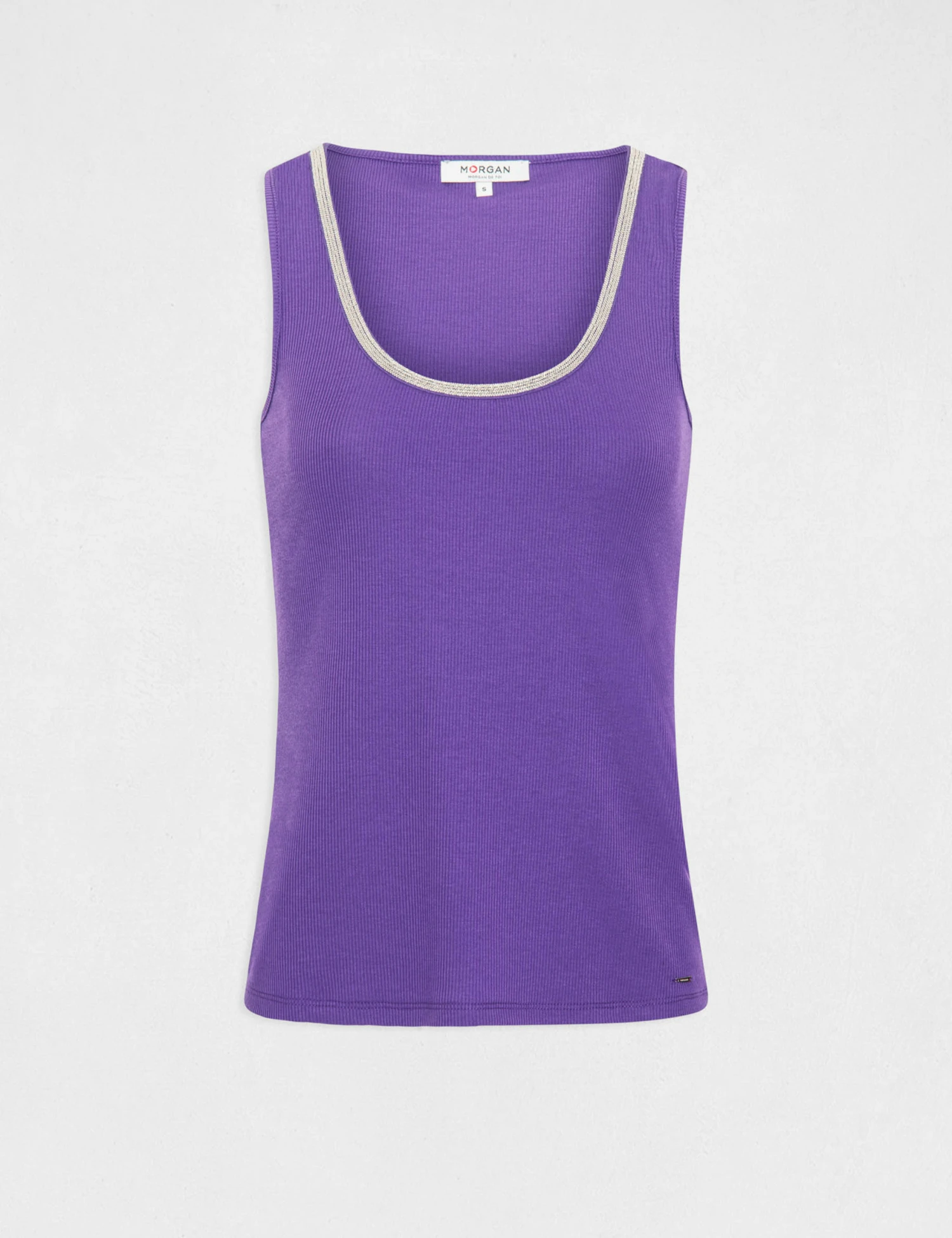 Débardeur Côtelé Col à Détails Bijoux Violet Femme – Image 4