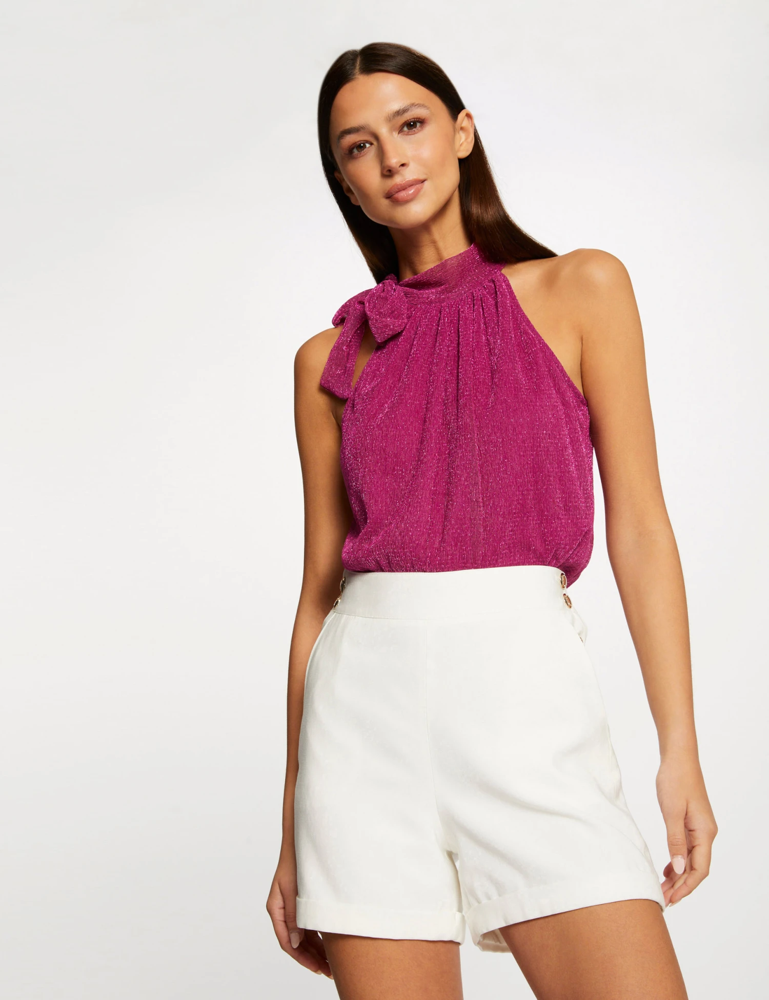 Débardeur Encolure Américaine Avec Noeud Rose Femme