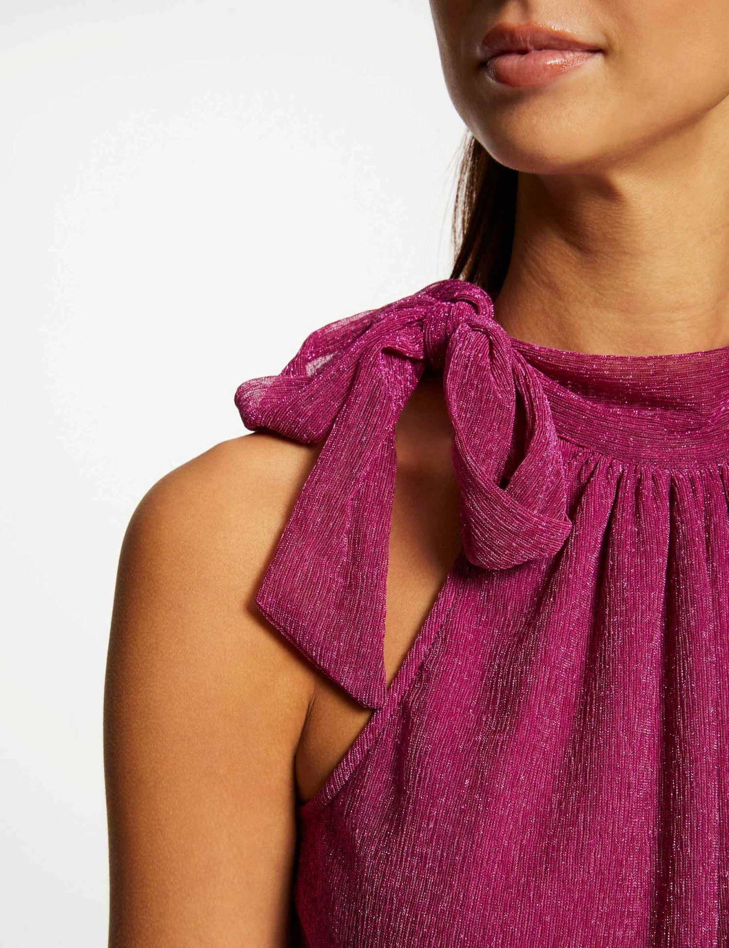 Débardeur Encolure Américaine Avec Noeud Rose Femme – Image 5