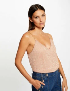 Débardeur Ornements Et Imprimé Léopard Rose Femme