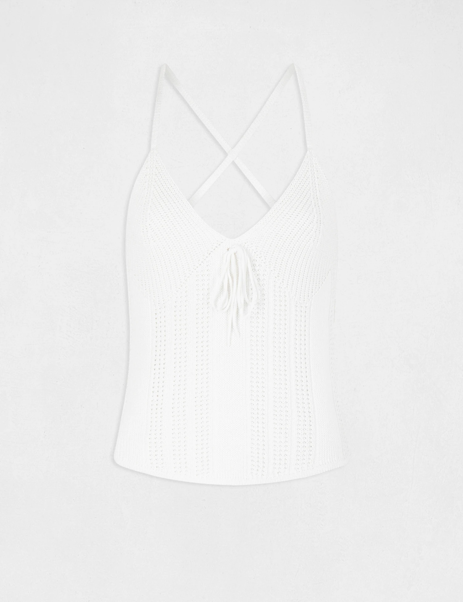 Débardeur Pull à Bretelles Croisées Ecru Femme – Image 4