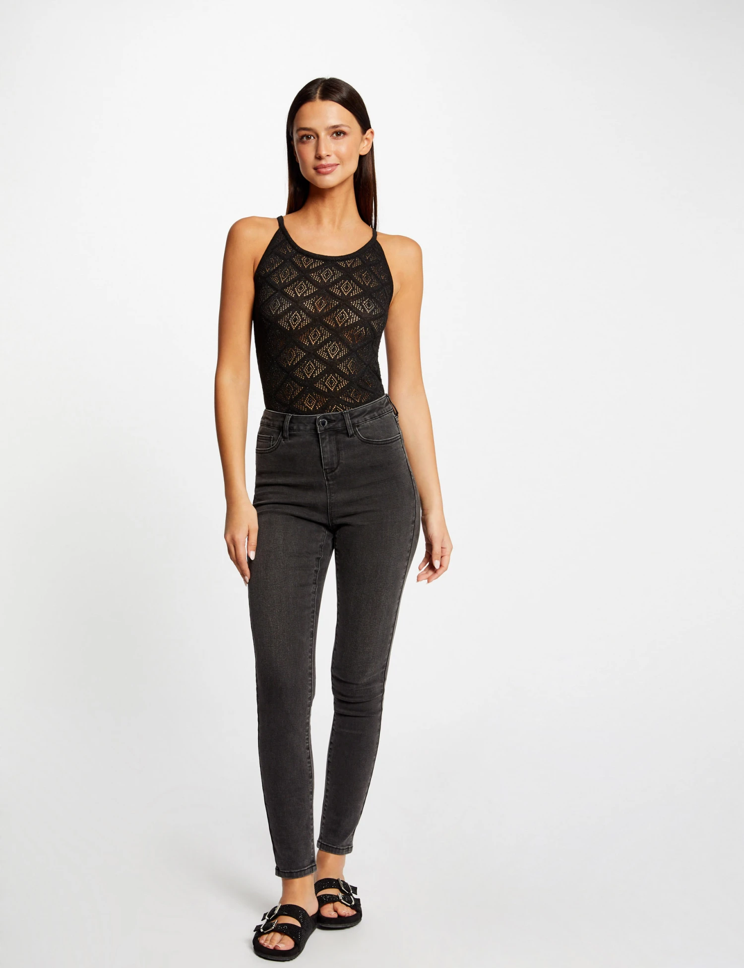 Débardeur Pull Ajouré Fils Métallisés Noir Femme – Image 3