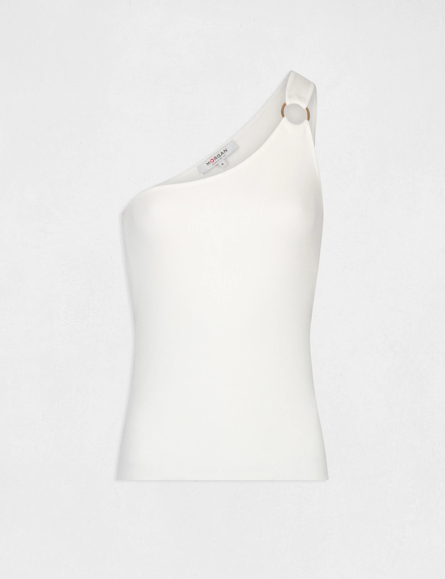 Débardeur Pull Asymétrique Avec Boucle Ecru Femme – Image 4