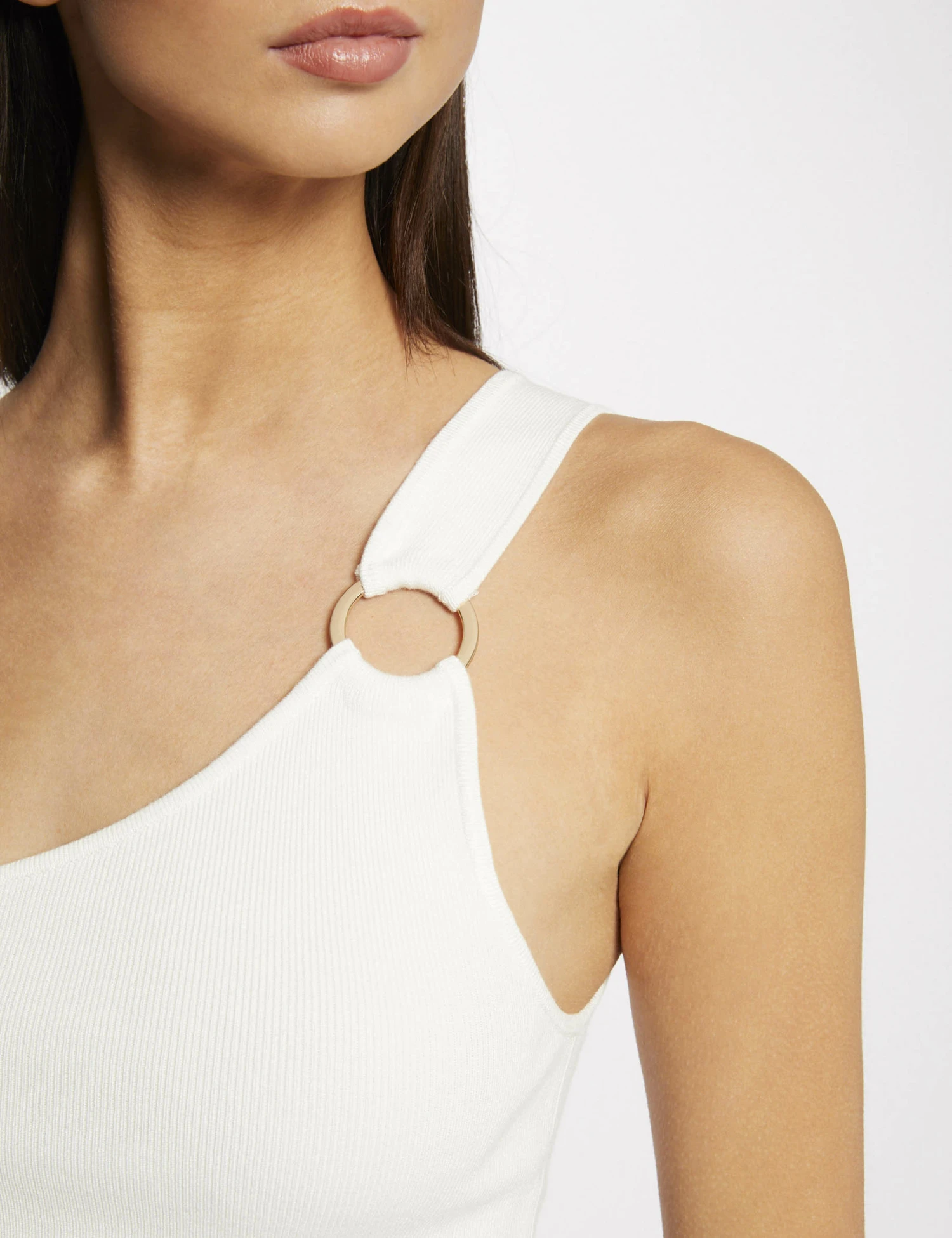 Débardeur Pull Asymétrique Avec Boucle Ecru Femme – Image 5