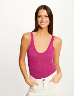 Débardeur Pull Avec Bretelles Framboise Femme