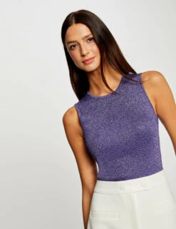 Débardeur Pull Fils Métallisés Violet Femme