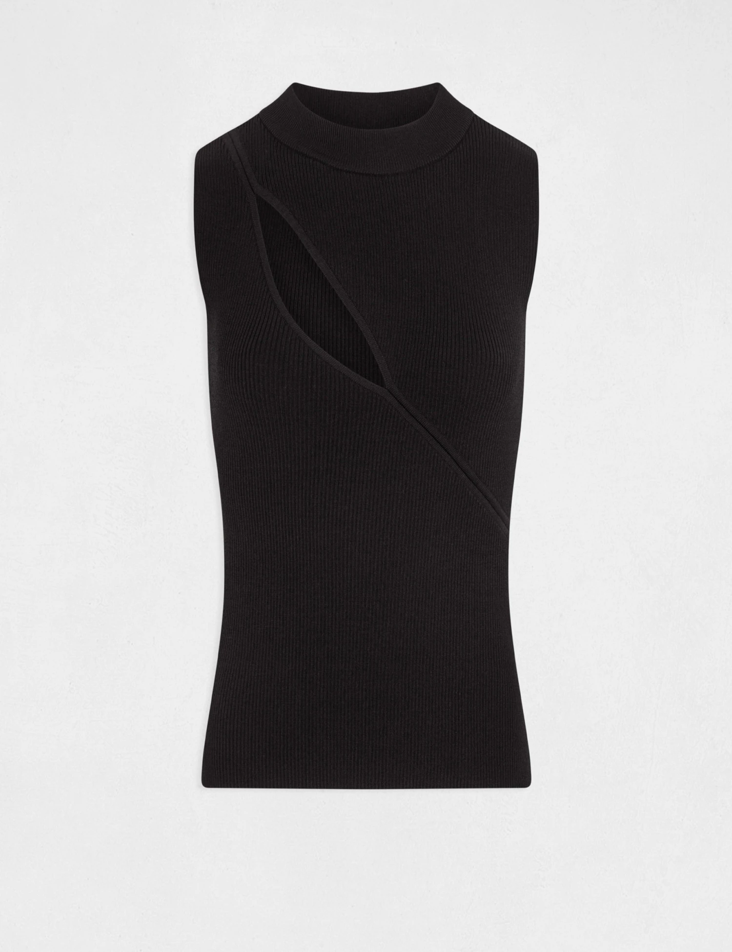 Débardeur Pull Sans Manches à Ouverture Noir Femme – Image 4