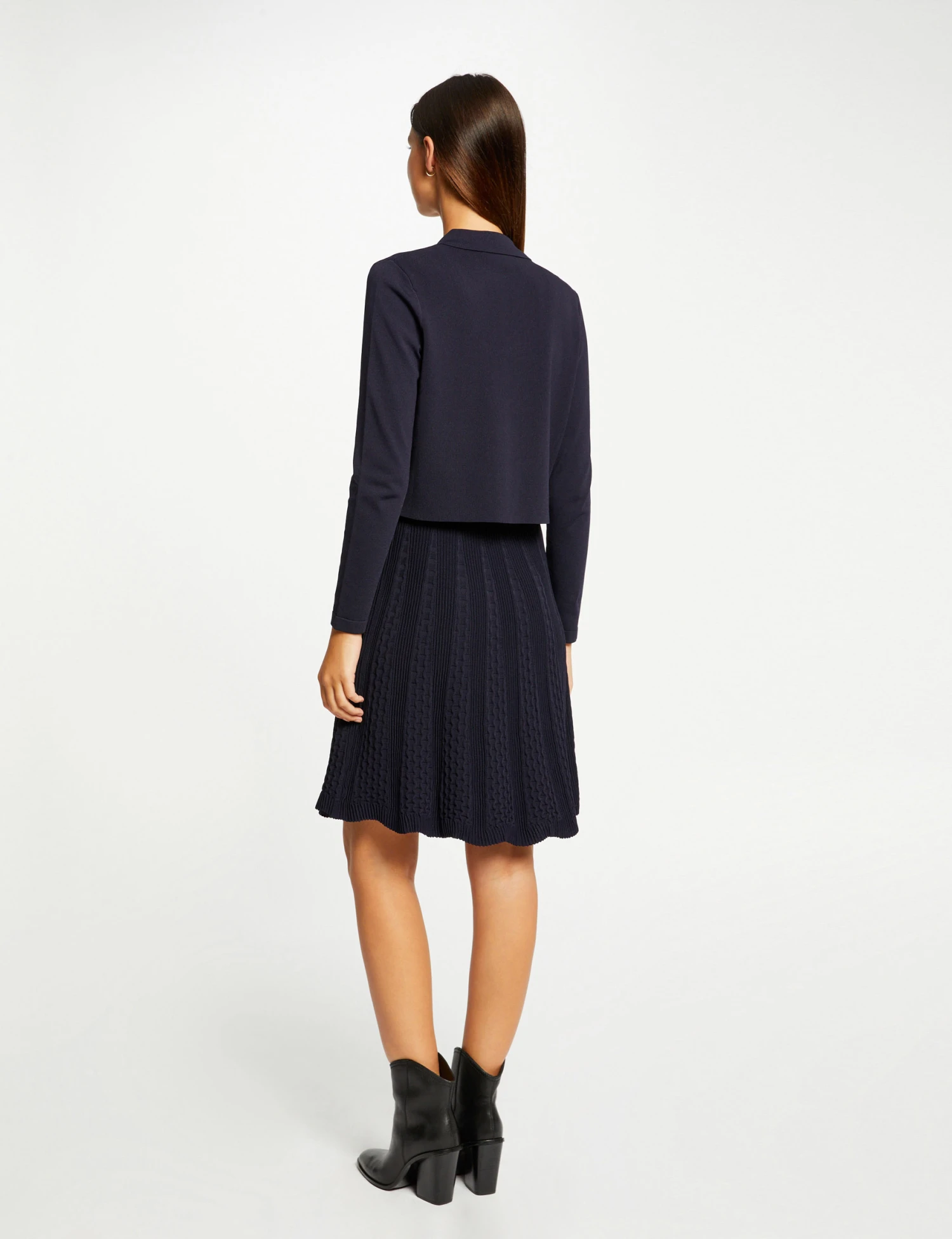 Gilet Boutonné Col à Revers Marine Femme – Image 2