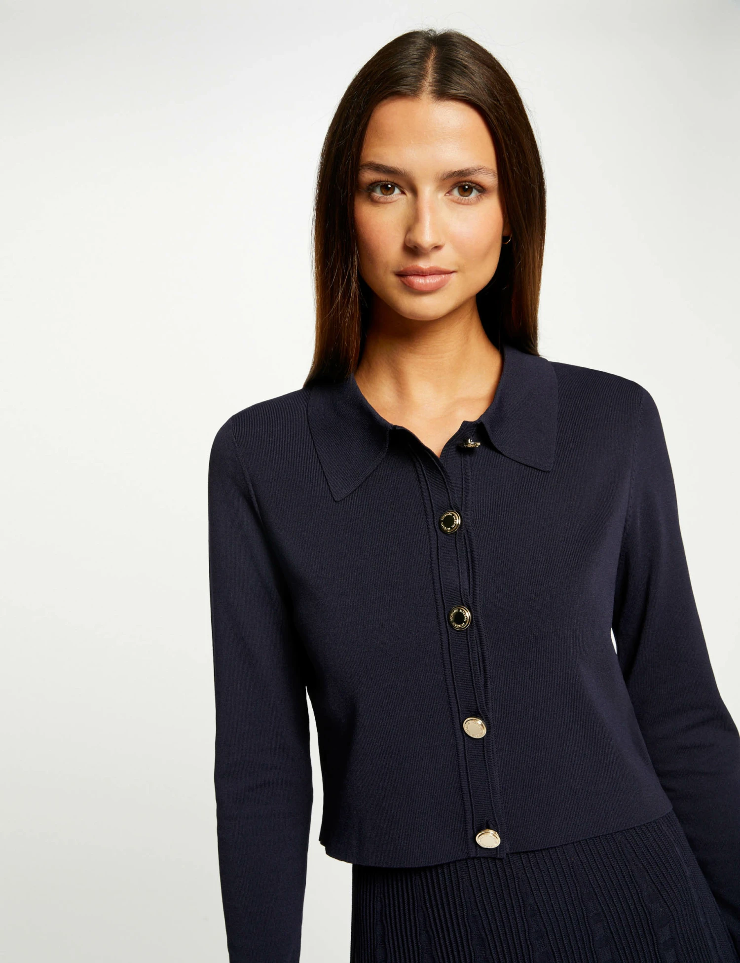 Gilet Boutonné Col à Revers Marine Femme – Image 3