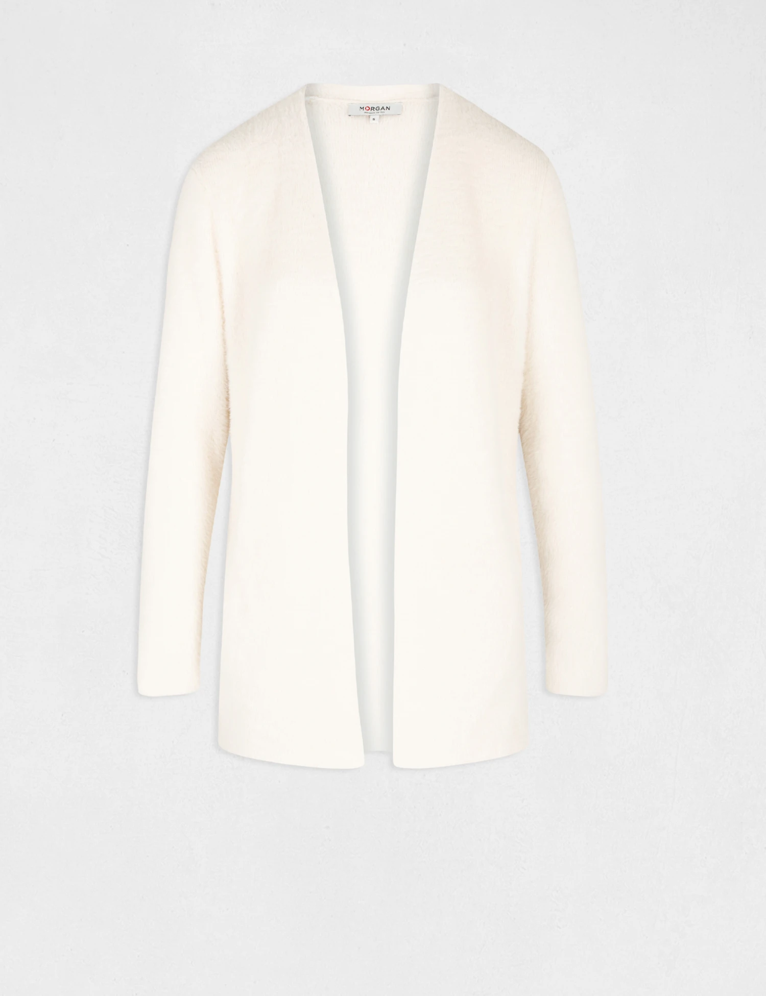 Gilet Long Maille Duveteuse Ivoire Femme – Image 4