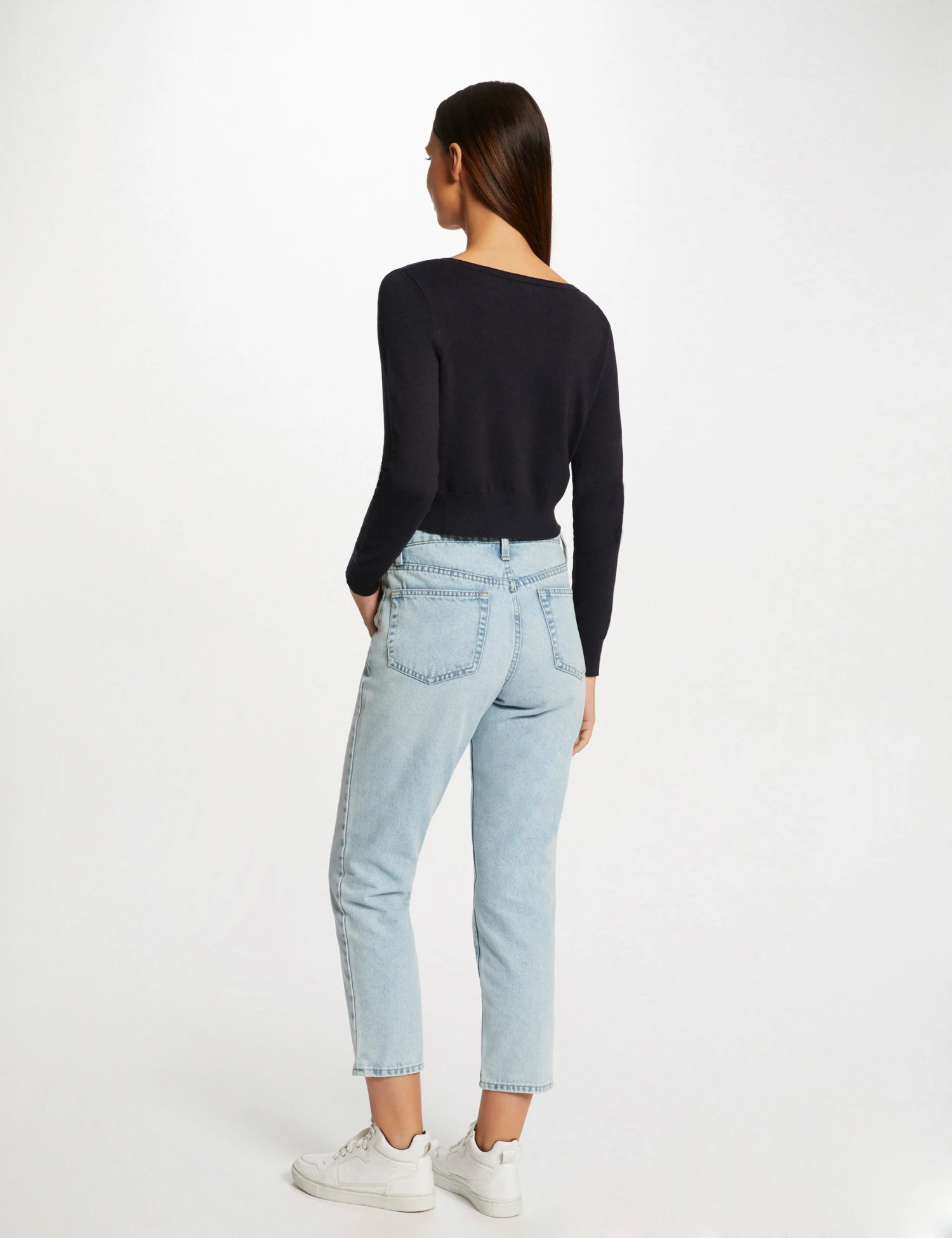 Gilet Manches Longues Boutonné Marine Femme – Image 2