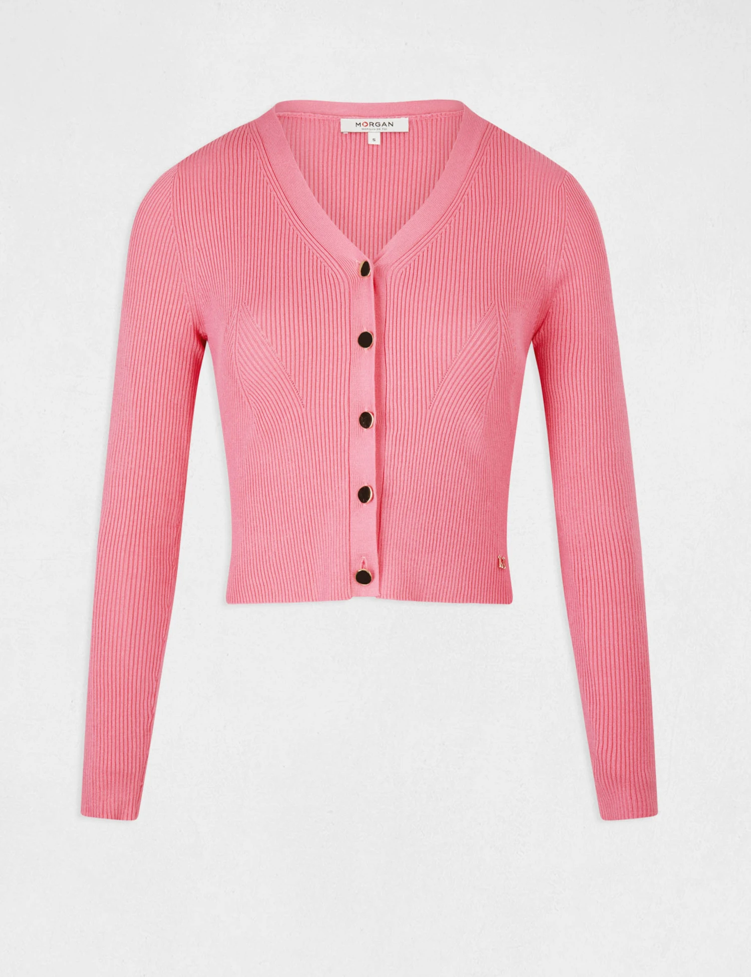 Gilet Manches Longues Boutonné Rose Femme – Image 4